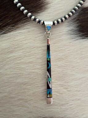 ❤️ Signed “RD” Zuni Galaxy Native American Navajo 925 Long Bar Celestial Pendant